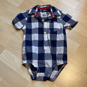 OshKosh B'gosh Blue and White Plaid Button Down Shirt